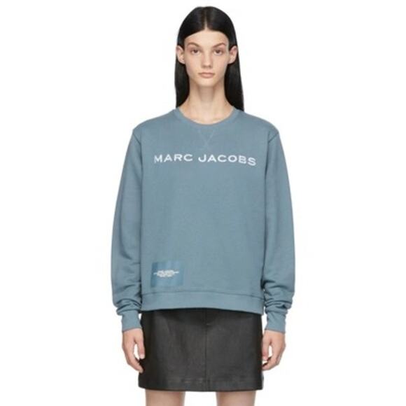 Marc Jacob Women's The Cotton Logo Sweatshirt Blue Gray size M - Picture 1 of 7